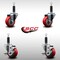 Service Caster 3'' SS Red Poly Wheel Swivel 1'' Expanding Stem Caster Set 2 Brakes, 4PK SCC-SSEX20S314-PPUB-RED-2-TLB-2-1 - alternate 4